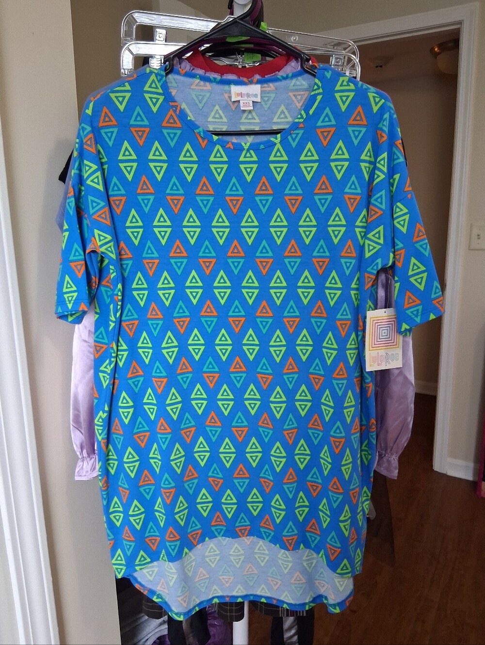 Blue Geometric Print Tunic Top